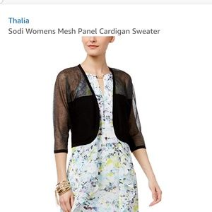 Thalia Sodi Mesh Panel Cardigan Sweater